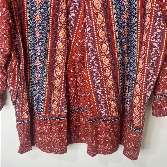 J JILL Paisley Floral Print Bateau Neck 3/4 Sleeve Boho Blouse Size Large - Picture 7 of 13
